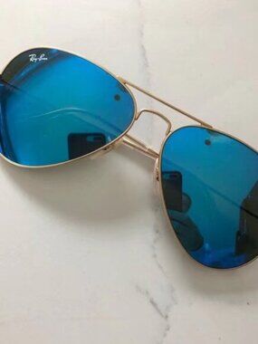 Ray-Ban 3025 Blue Aviator Sunglasses 58mm